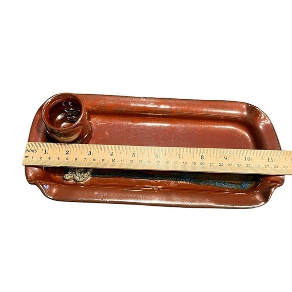 Art Pottery Serving Tray With Dimensional Crab Signed Coastal - Picture 5 of 5